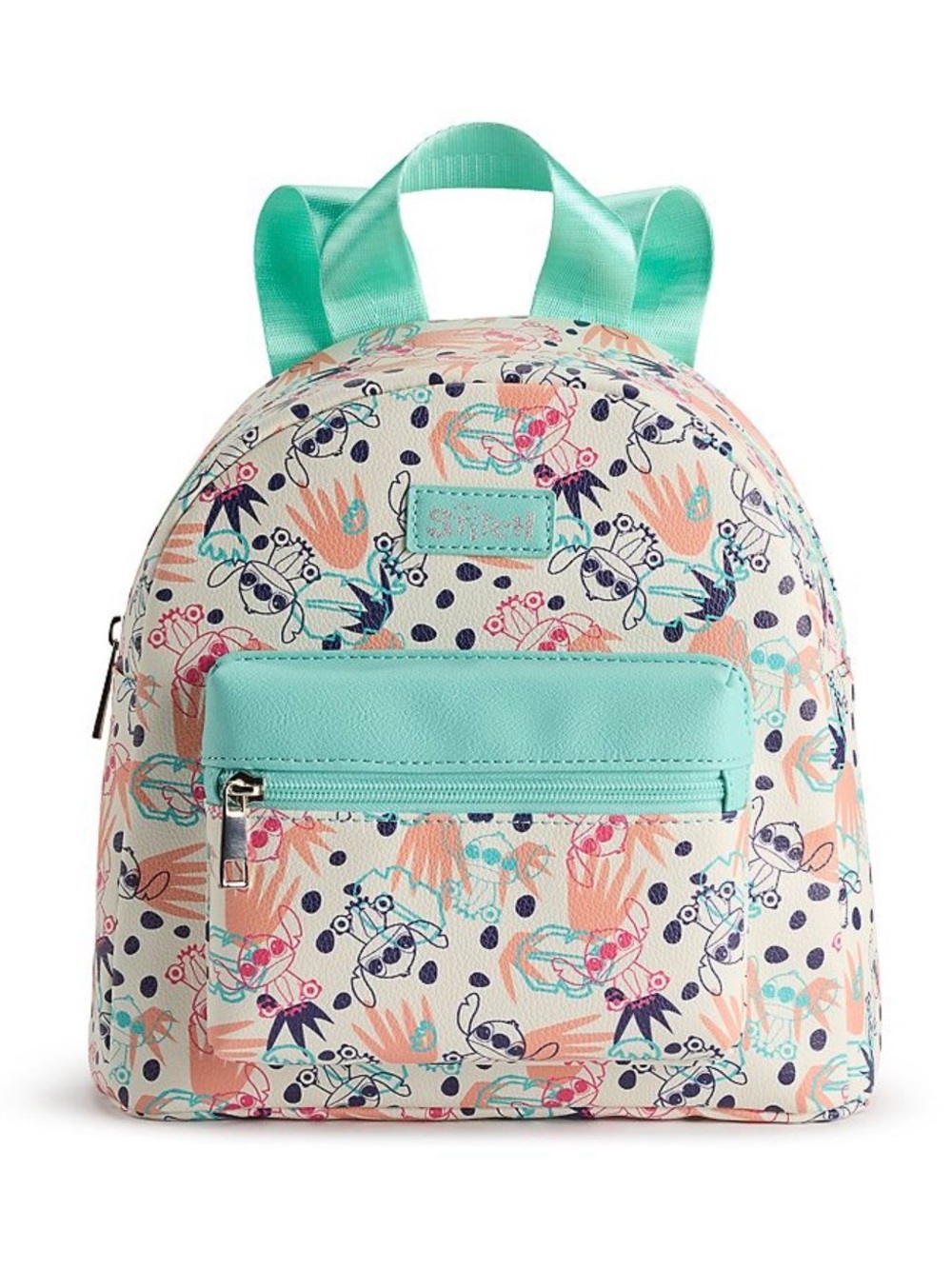 Disney Mint, Peach and Navy Floral Cartoon Mini Backpack